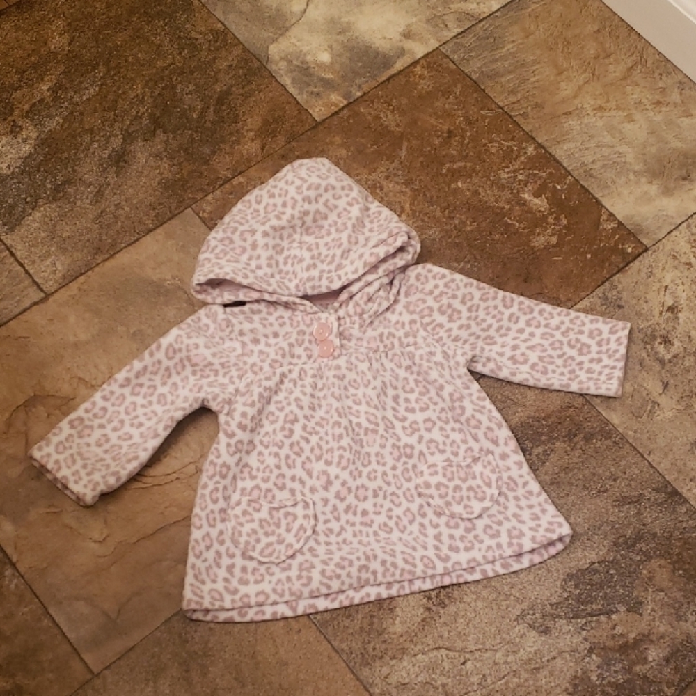 12M Carter's Leopard Fleece Hooded Sweatshirt Sweater Animal Print Baby Girls